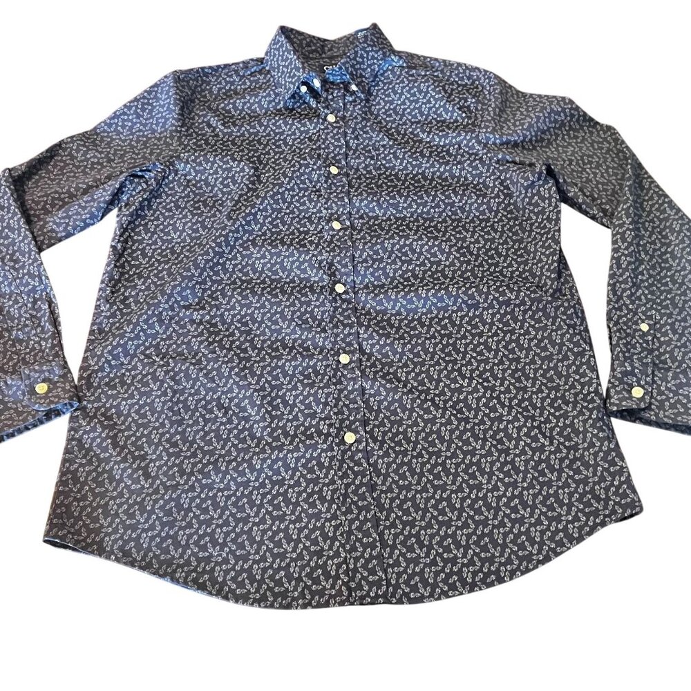 Chaps Mens‎ Long Sleeve Button-Up Shirt blue Size Medium Stretch easy care